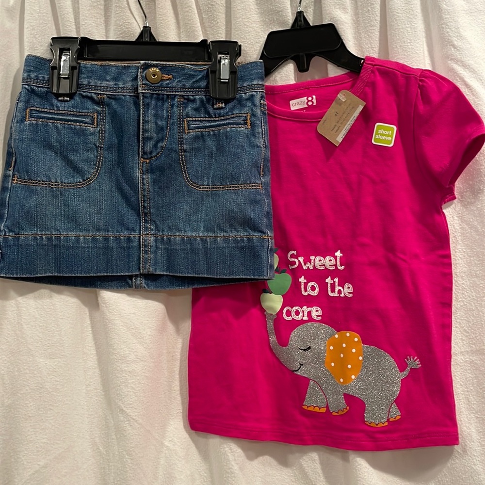 Baby Gap Denim Toddler Girl Miniskirt and T-Shirt
